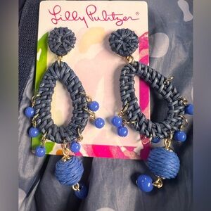 Lilly Pulitzer Blue Raffia Earrings